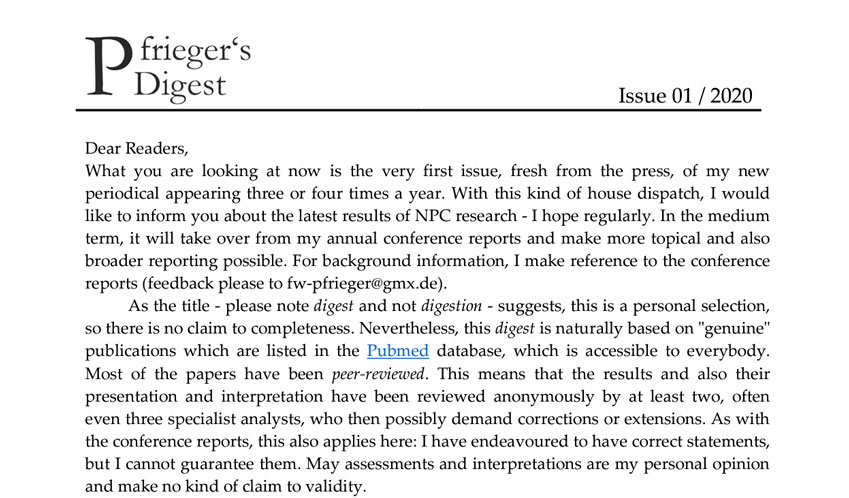 Pfrieger’s Digest: compendio delle ricerche più recenti sulla malattia.